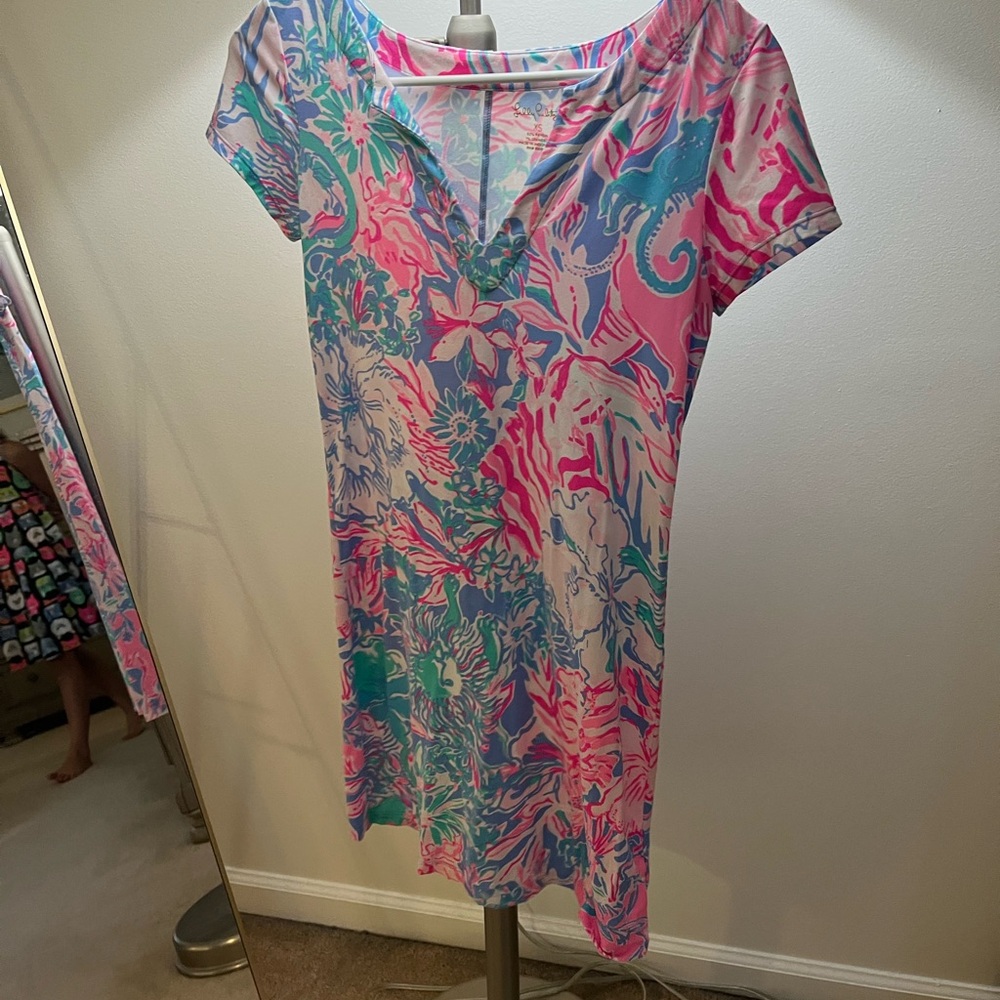 Lilly Pulitzer Vibrant Pink and Blue Mini Dress